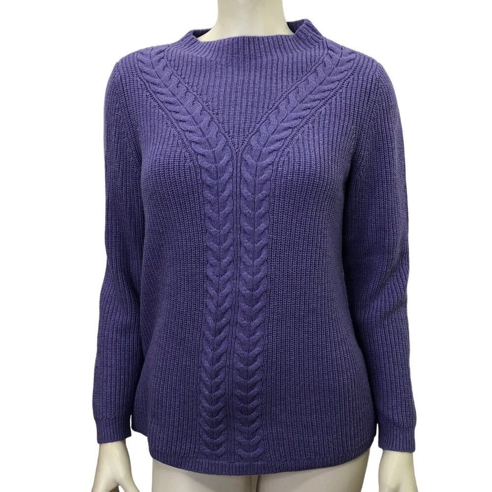 TALBOTS MOCK NECKโ CABLE KNIT SWEATER MD